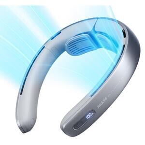 JISULIFE Portable Neck Fan Pro, Hands Free USB Battery- Gray